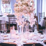 Weddings - Pink and White Roses Centerpiece on Top of Table
